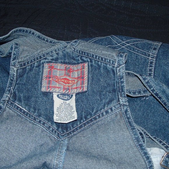 LAST ONE!!! NEW Vintage Sz 20 Blue Denim Carpenter Style Bib Overalls REVOLT - Picture 10 of 10